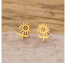 Stainless Steel Oorstuds Bloem – Goud- en Zilverkleurig