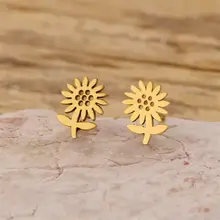 Stainless Steel Oorstuds Bloem – Goud- en Zilverkleurig