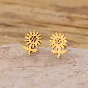 Stainless Steel Oorstuds Bloem – Goud- en Zilverkleurig