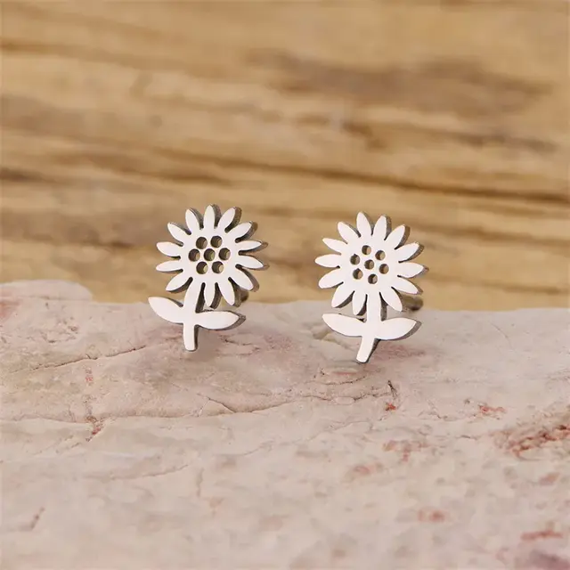 Stainless Steel Oorstuds Bloem – Goud- en Zilverkleurig