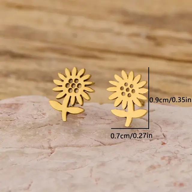 Stainless Steel Oorstuds Bloem – Goud- en Zilverkleurig