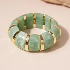 Chunky Armband Groen & Goud – Luxe Statement Elastisch