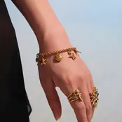 Stainless Steel Bedel Armband Zee – Dolfijn, Schelp & Zeester