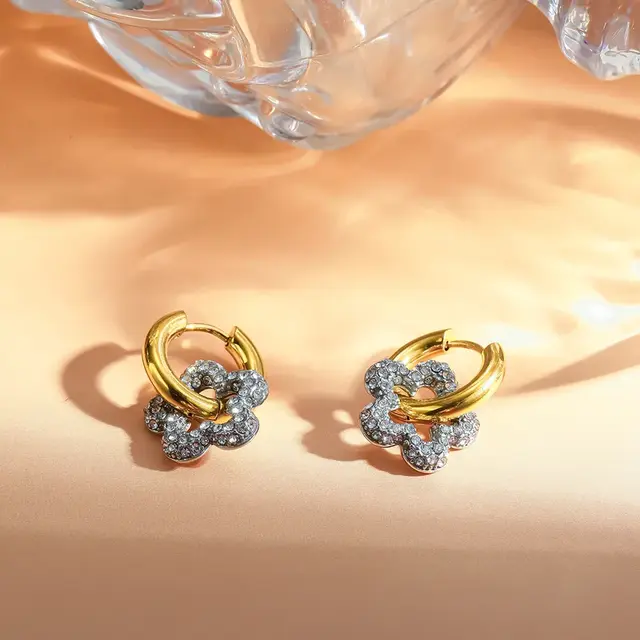 Stainless Steel Oorbellen Mix & Match – Bloem, Cirkel of Ster met Strass