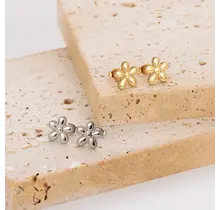 Stainless Steel Bloem Oorstekers – Goud- en Zilverkleurig