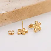 Stainless Steel Bloem Oorstekers – Goud- en Zilverkleurig