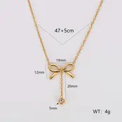 Stainless Steel Ketting Strikje met Steentje – Goud- en Zilverkleurig