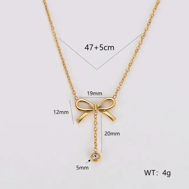 Stainless Steel Ketting Strikje met Steentje – Goud- en Zilverkleurig