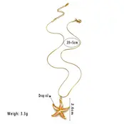 Stainless Steel Ketting Zeester met Kleur – Goudkleurig