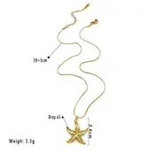 Stainless Steel Ketting Zeester met Kleur – Goudkleurig