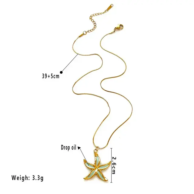 Stainless Steel Ketting Zeester met Kleur – Goudkleurig