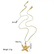 Stainless Steel Ketting Zeester met Kleur – Goudkleurig