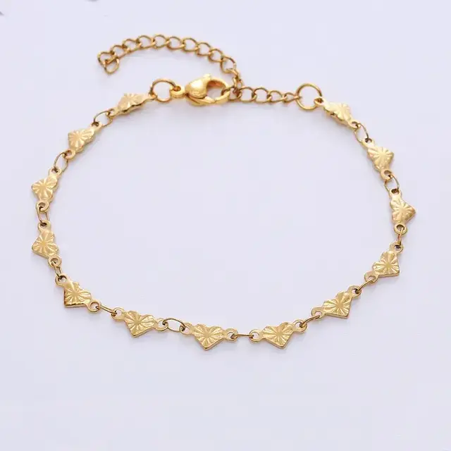 Stainless Steel Ketting Geslepen Hartjes 40+5 cm – Goudkleurig