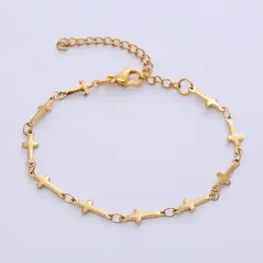 Stainless Steel Ketting Kruisjes 40+5 cm – Goud of Zilverkleurig