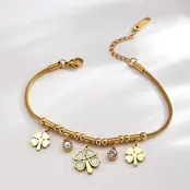 Stainless Steel Armband Klaver Bedels – Goudkleurig