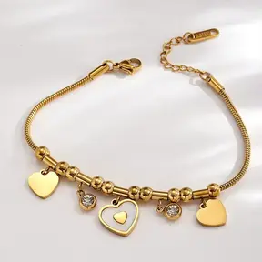 Stainless Steel Armband Hartjes Bedels – Goudkleurig