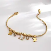 Stainless Steel Armband Vlinder Bedels – Goudkleurig