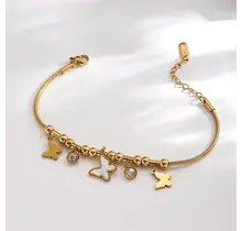 Stainless Steel Armband Vlinder Bedels – Goudkleurig