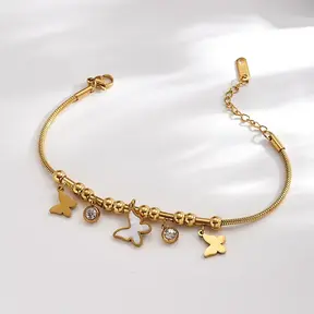 Stainless Steel Armband Vlinder Bedels – Goudkleurig