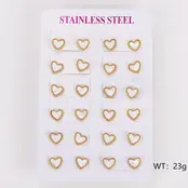 Stainless Steel Oorbellen Schelp Hartjes 8 mm – Goudkleurig