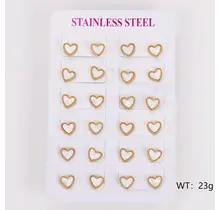 Stainless Steel Oorbellen Schelp Hartjes 8 mm – Goudkleurig