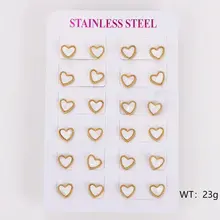 Stainless Steel Oorbellen Schelp Hartjes 8 mm – Goudkleurig