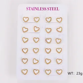 Stainless Steel Oorbellen Schelp Hartjes 8 mm – Goudkleurig