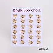 Stainless Steel Oorbellen Hartjes Open – Goudkleurig