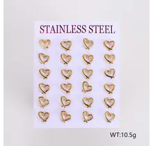Stainless Steel Oorbellen Hartjes Open – Goudkleurig