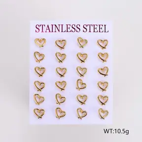 Stainless Steel Oorbellen Hartjes Open – Goudkleurig