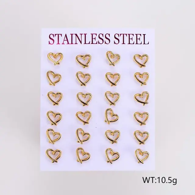 Stainless Steel Oorbellen Hartjes Open – Goudkleurig