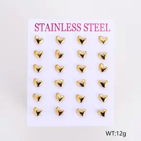 Stainless Steel Oorbellen Hartjes Speels – Goudkleurig
