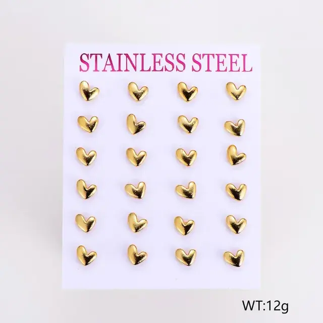 Stainless Steel Oorbellen Hartjes Speels – Goudkleurig
