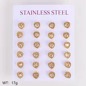 Stainless Steel Oorbellen Hartje met Steentje 6 mm – Goudkleurig