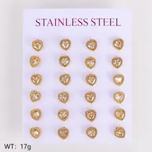 Stainless Steel Oorbellen Hartje met Steentje 6 mm – Goudkleurig