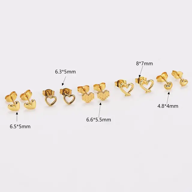Stainless Steel Oorbellen Hartjes Mini – Goudkleurig