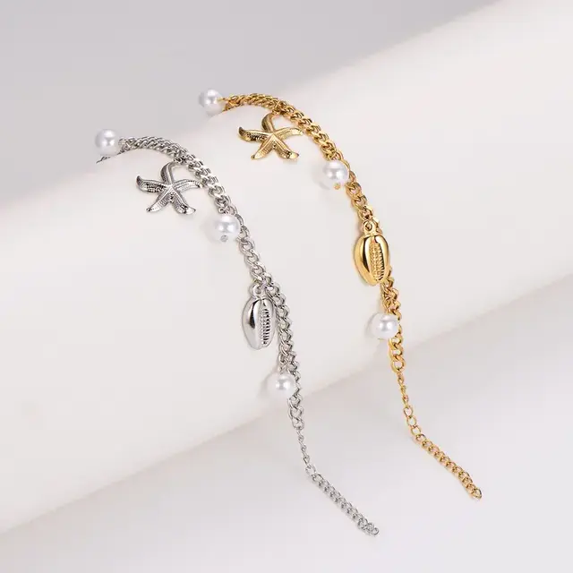 Stainless Steel Armband Zee Bedels – Ster, Schelp & Parel – Goud of Zilver