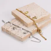 Stainless Steel Armband Zee Bedels – Ster, Schelp & Parel – Goud of Zilver