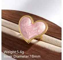 Verstelbare Stainless Steel Ring Hart – Roze/Goud