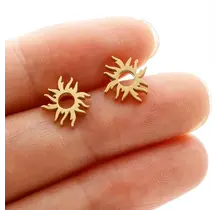 Stainless Steel Oorstuds Zonnetje – Goud & Zilver
