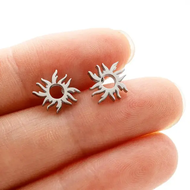 Stainless Steel Oorstuds Zonnetje – Goud & Zilver