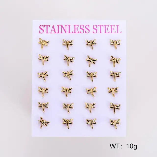 Stainless Steel Oorstuds Libelle – Goud