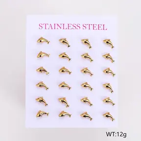 Stainless Steel Oorstuds Dolfijn – Goud