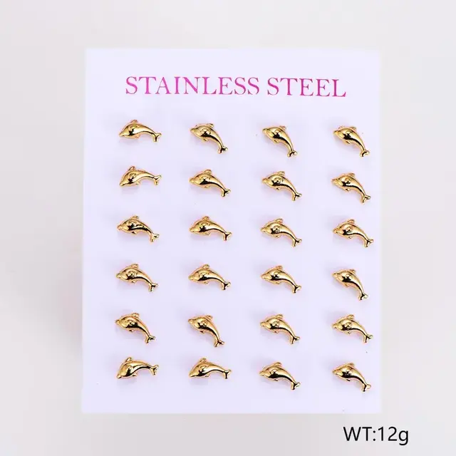 Stainless Steel Oorstuds Dolfijn – Goud