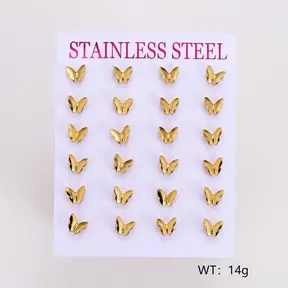 Stainless Steel Oorstuds Vlinder – Goud