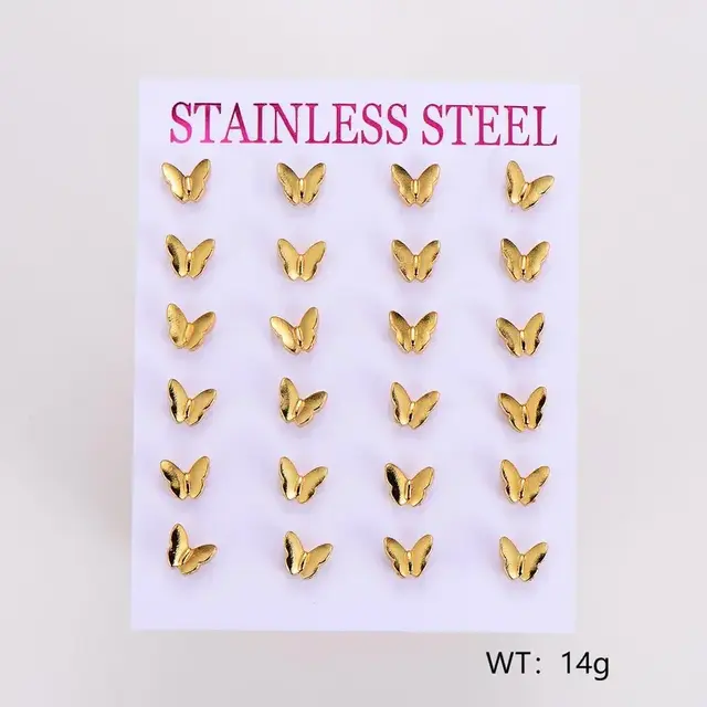 Stainless Steel Oorstuds Vlinder – Goud