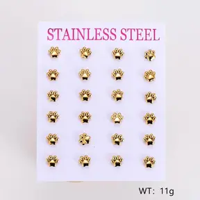 Stainless Steel Oorstuds Pootje – Goud