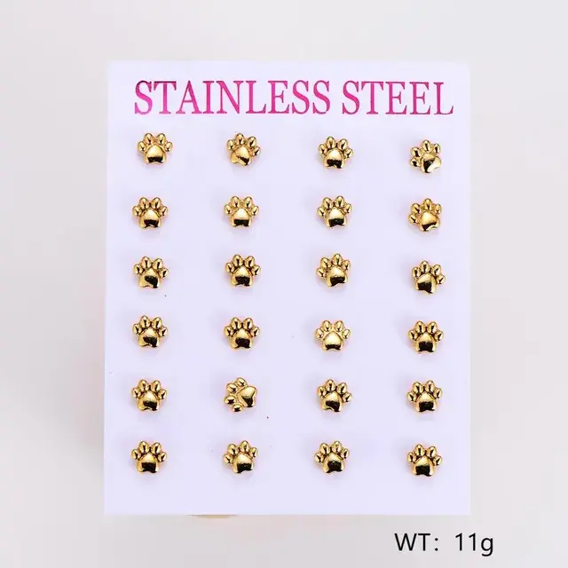 Stainless Steel Oorstuds Pootje – Goud