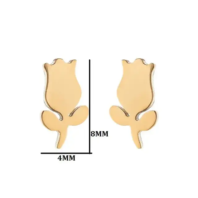 Stainless Steel Oorstuds Tulp – Goud & Zilver