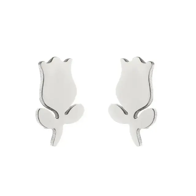 Stainless Steel Oorstuds Tulp – Goud & Zilver